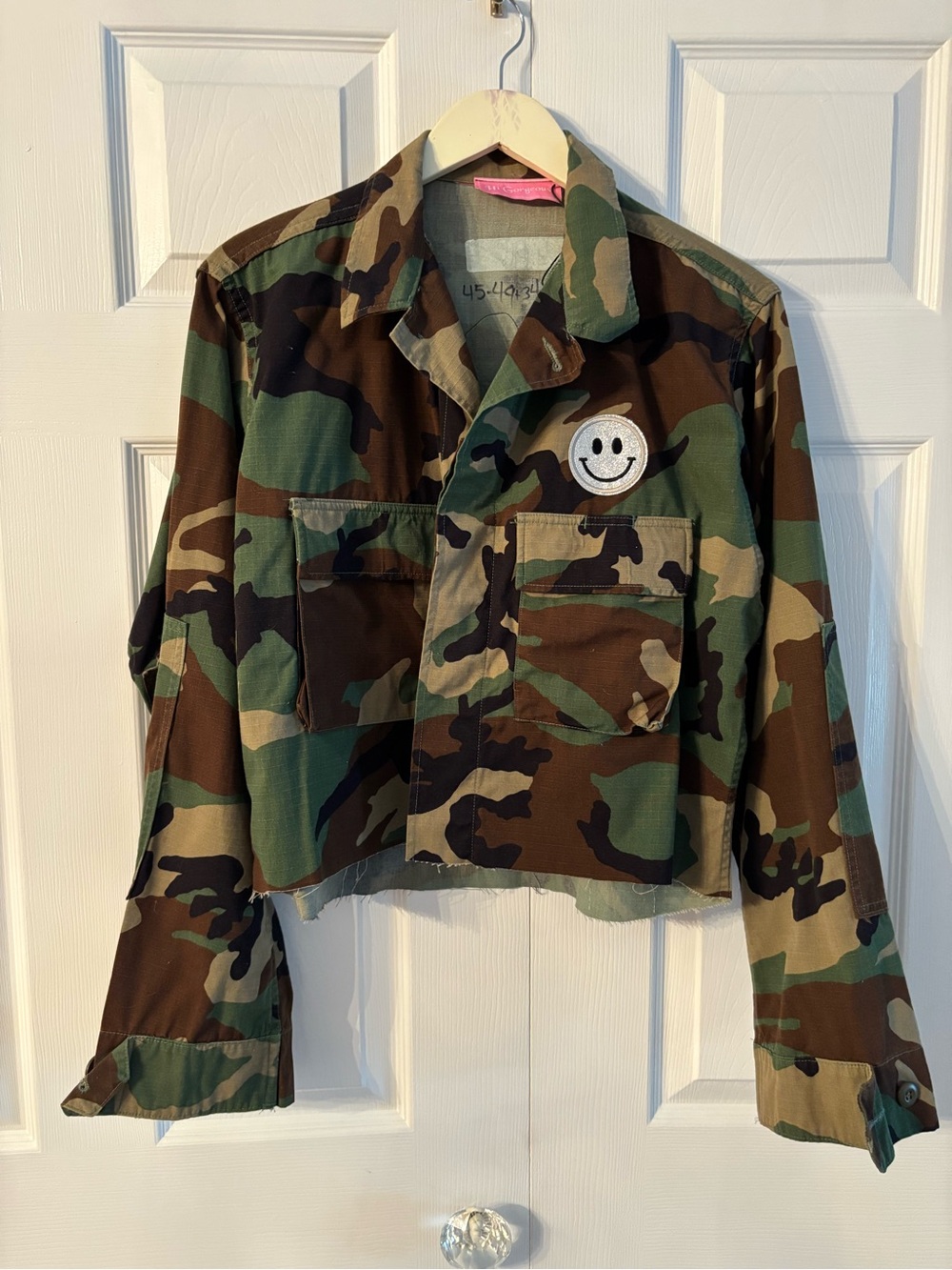 custom camo cropped jacket